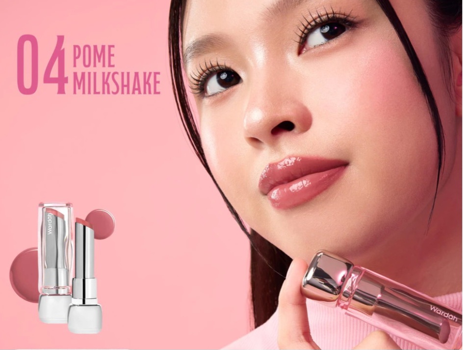 Ilustrasi Wardah Glossicle Peptide Balm shade Pome Milkshake.