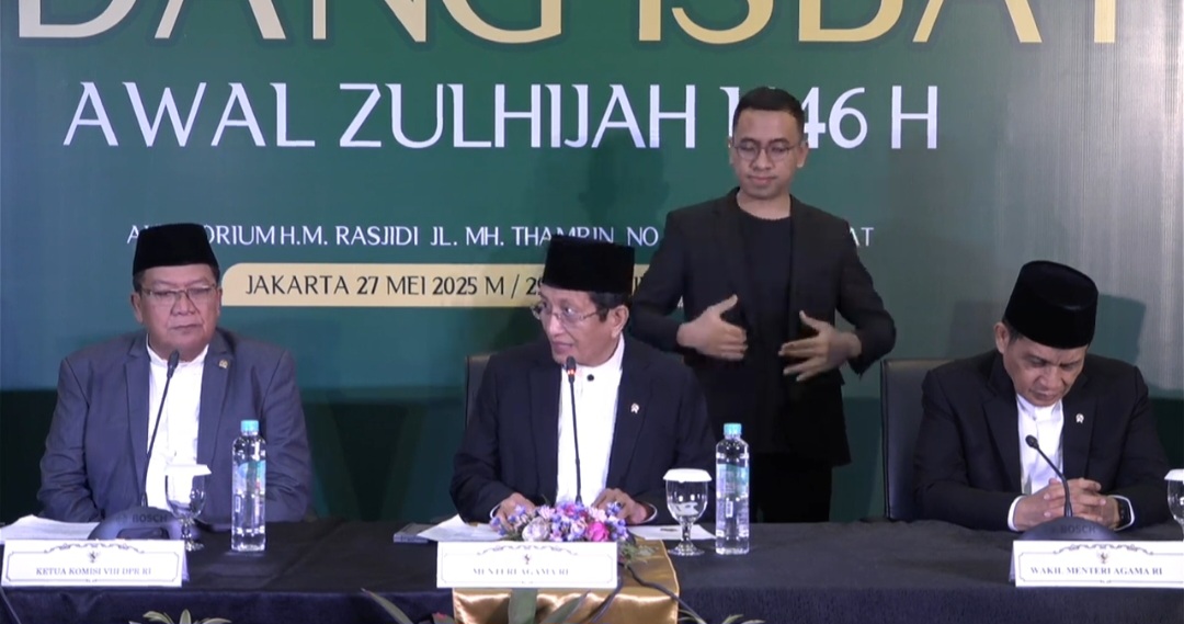 Menteri Agama Nasaruddin Umar dalam konferensi pers menyampaikan hasil sidang isbat penetapan 1 Dzulhijjah 1446 H dan Idul Adha.