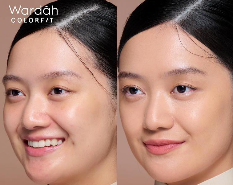Ilustrasi memilih cushion Wardah Colorfit sesuai warna kulit.