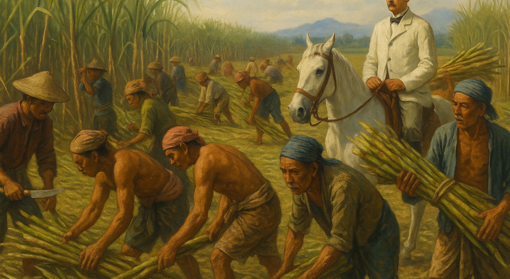 Ilustrasi tanam paksa di era kolonial.