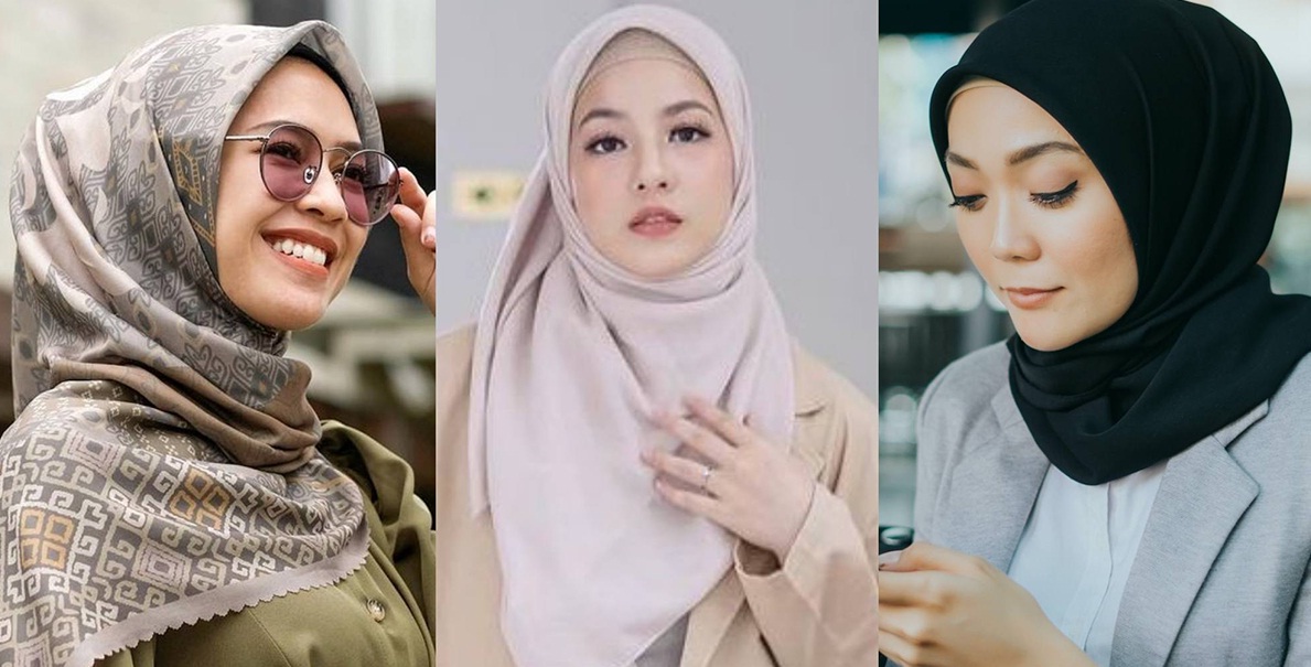 Ilustrasi rekomendasi hijab jenis segi empat.