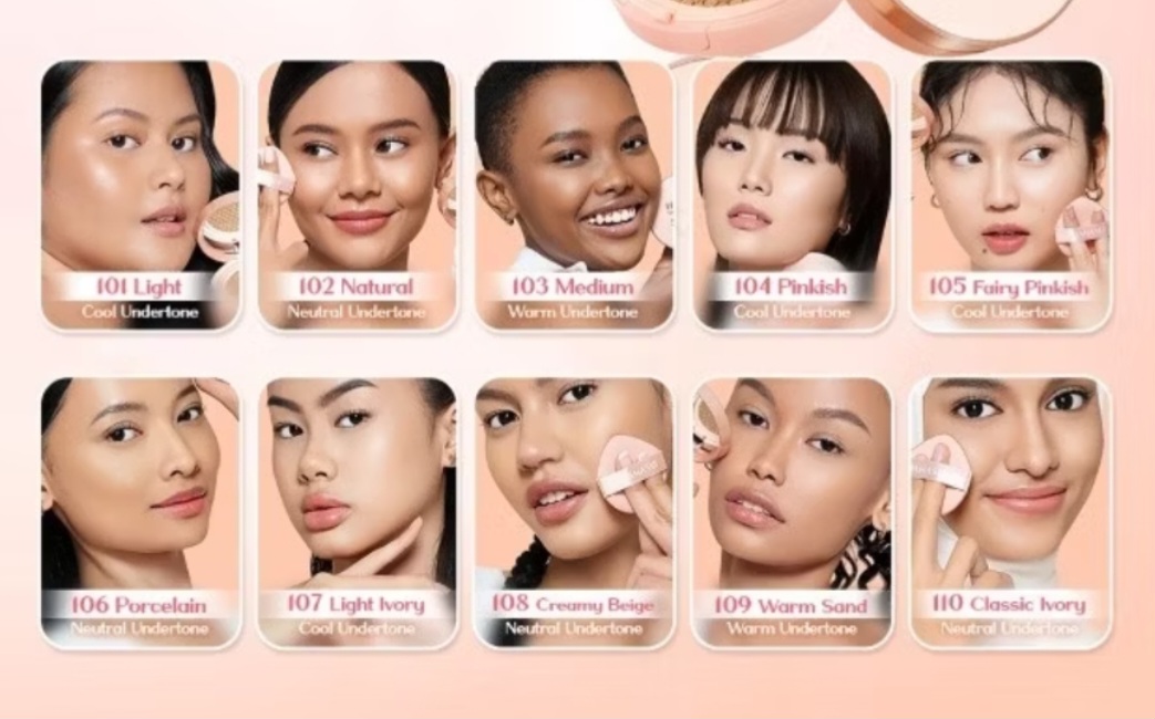 Perbedaan 10 shade Hanasui Serum Cushion yang perlu diketahui.
