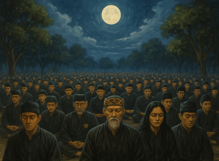 Ilustrasi tradisi pesilat Madiun di Bulan Suro.