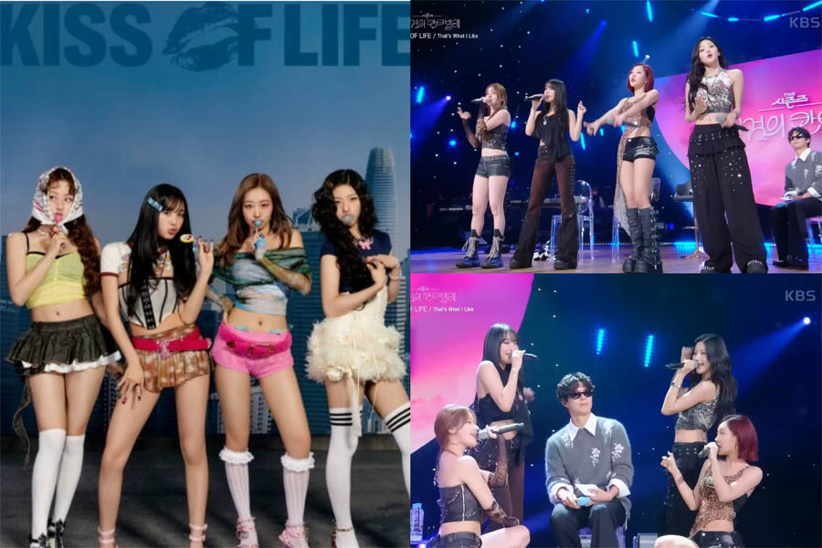 Aksi panggung girls group KISS OF LIFE asal Korea Selatan yang menampilkan tarian seksi di sekitar Park Bo Gum.
