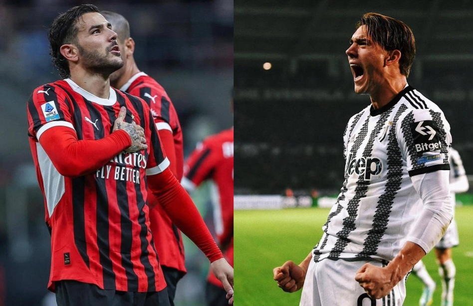 Milan dan Juventus bahas tukar Theo Hernandez dan Dusan Vlahovic.