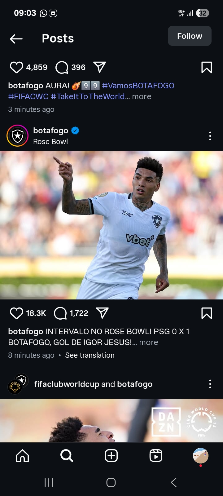Igor Jesus membawa Botafogo unggul atas PSG.