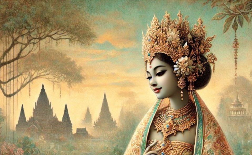 Ilustrasi tokoh wayang Dewi Maekah