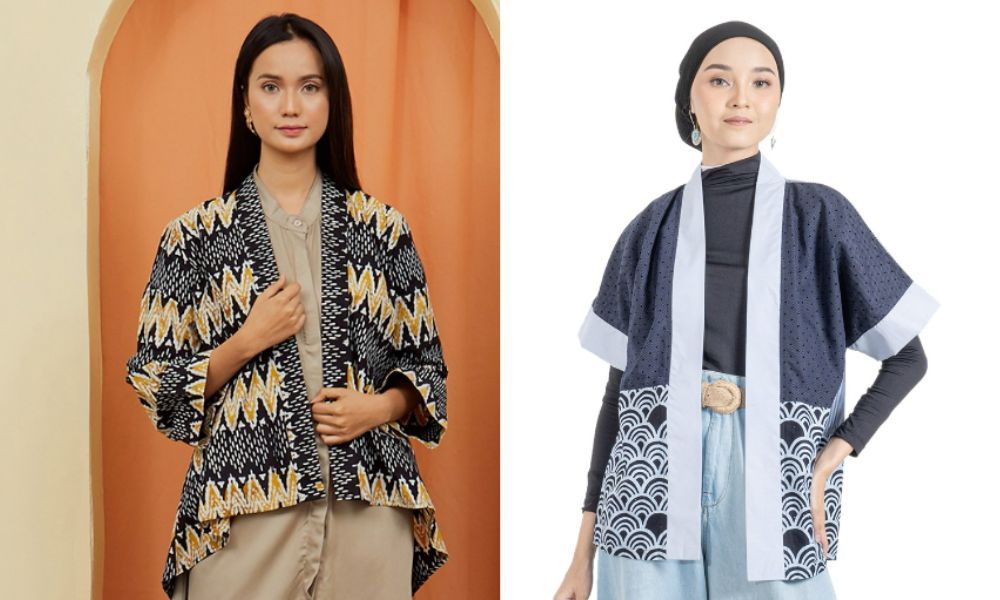 Ilustrasi cardigan batik, inspirasi untuk kondangan.