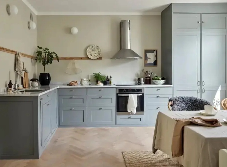Ilustrasi kitchen set letter L tanpa sekat.