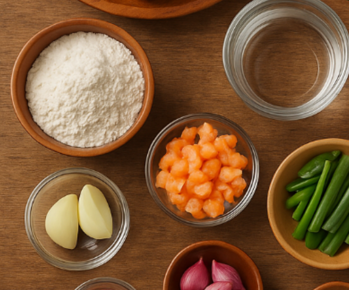 Bahan-bahan resep tahu isi ala chef rudy choirudin.