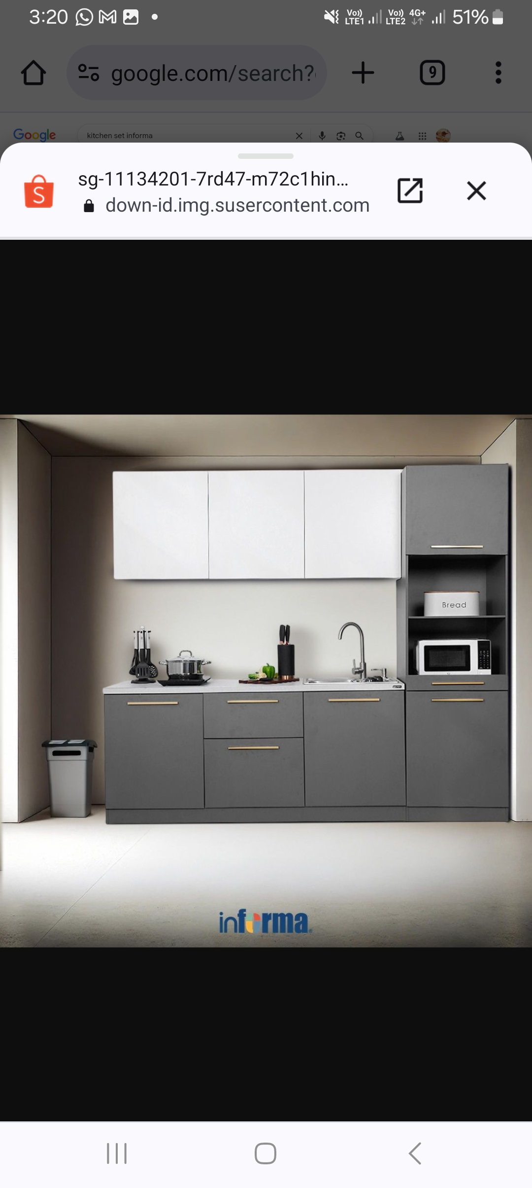 Ilustrasi kitchen set Informa untuk pasangan muda.