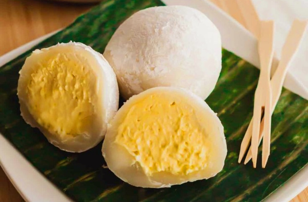 Mochi durian kenyal dan lembut.