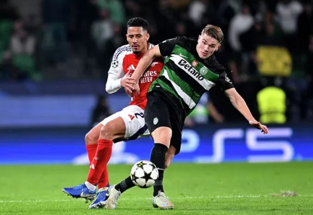 Aksi Viktor Gyokeres di laga Sporting Lisbon vs Arsenal, musim lalu.