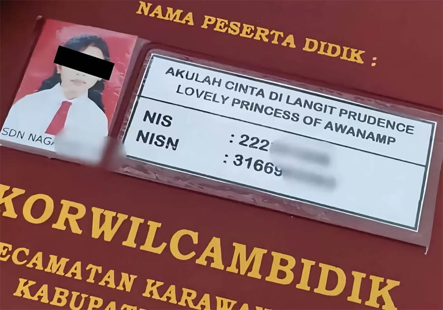 Tangkapan layar viral nama siswi SD, selain panjang juga unik hingga viral dan menarik perhatian warganet,