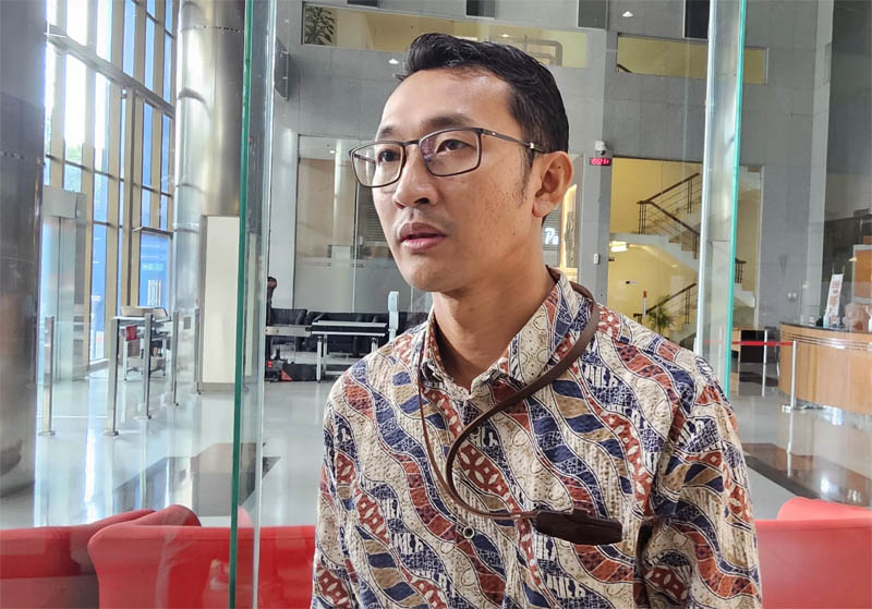 Juru Bicara KPK Budi Prasetyo di Gedung Merah Putih KPK, Jakarta.