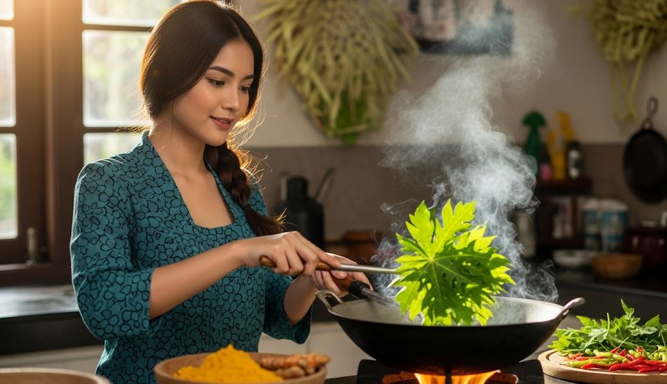 Daun pepaya bukan lagi horor! Ikuti 4 trik ini biar rasanya nggak pahit, malah jadi lauk favorit. Cuma 10 menit, nasi dijamin nambah!&nbsp;
