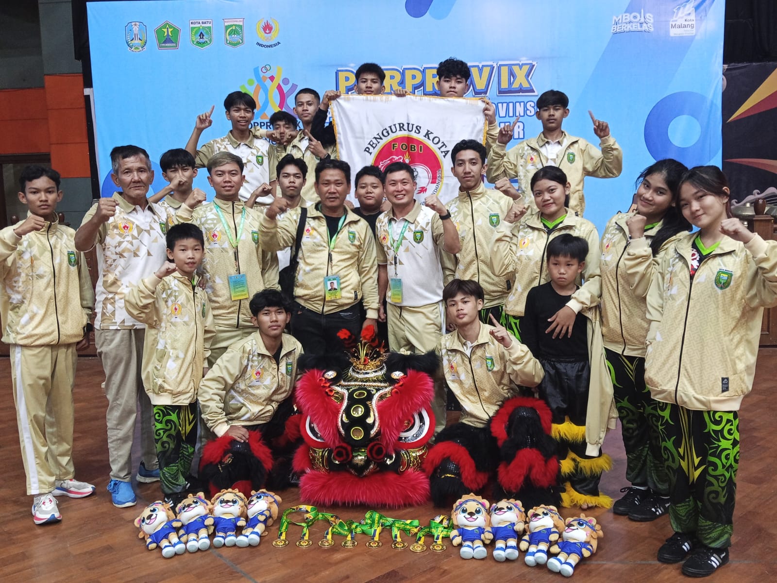Tim Barongsai Kota Madiun berhasil meraih dua medali emas dan satu perak pada Porprov Jatim 2025. FOTO: FOBI KOTA MADIUN