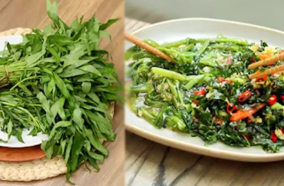 Kangkung dua rasa ala Chef Devina Hermawan, renyah dan gurih khas resto Chinese.