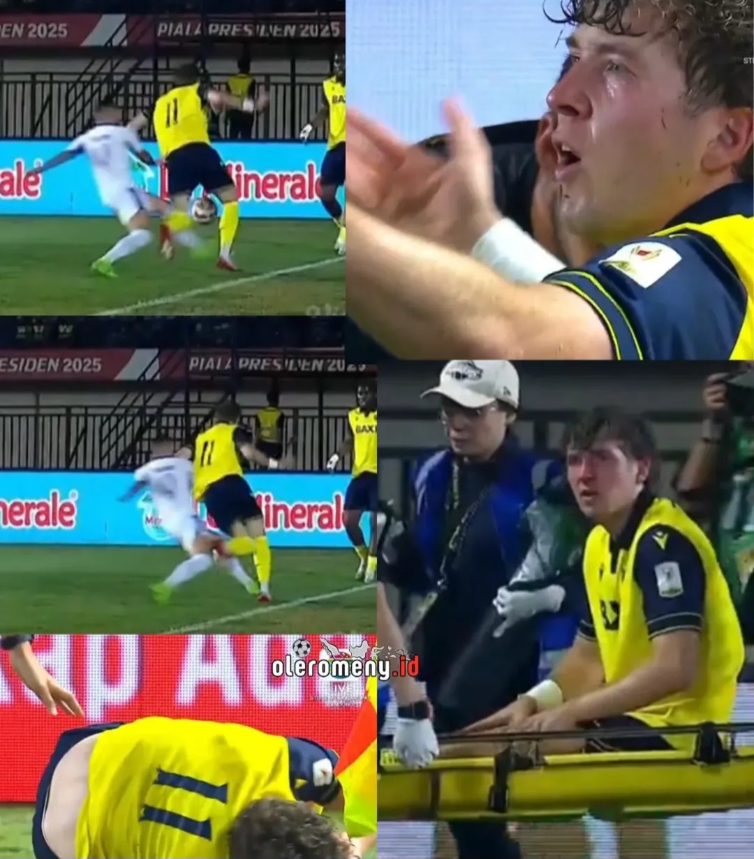 Ole Romeny cedera serius usai ditekel Paulinho dalam laga Oxford United vs Arema FC.