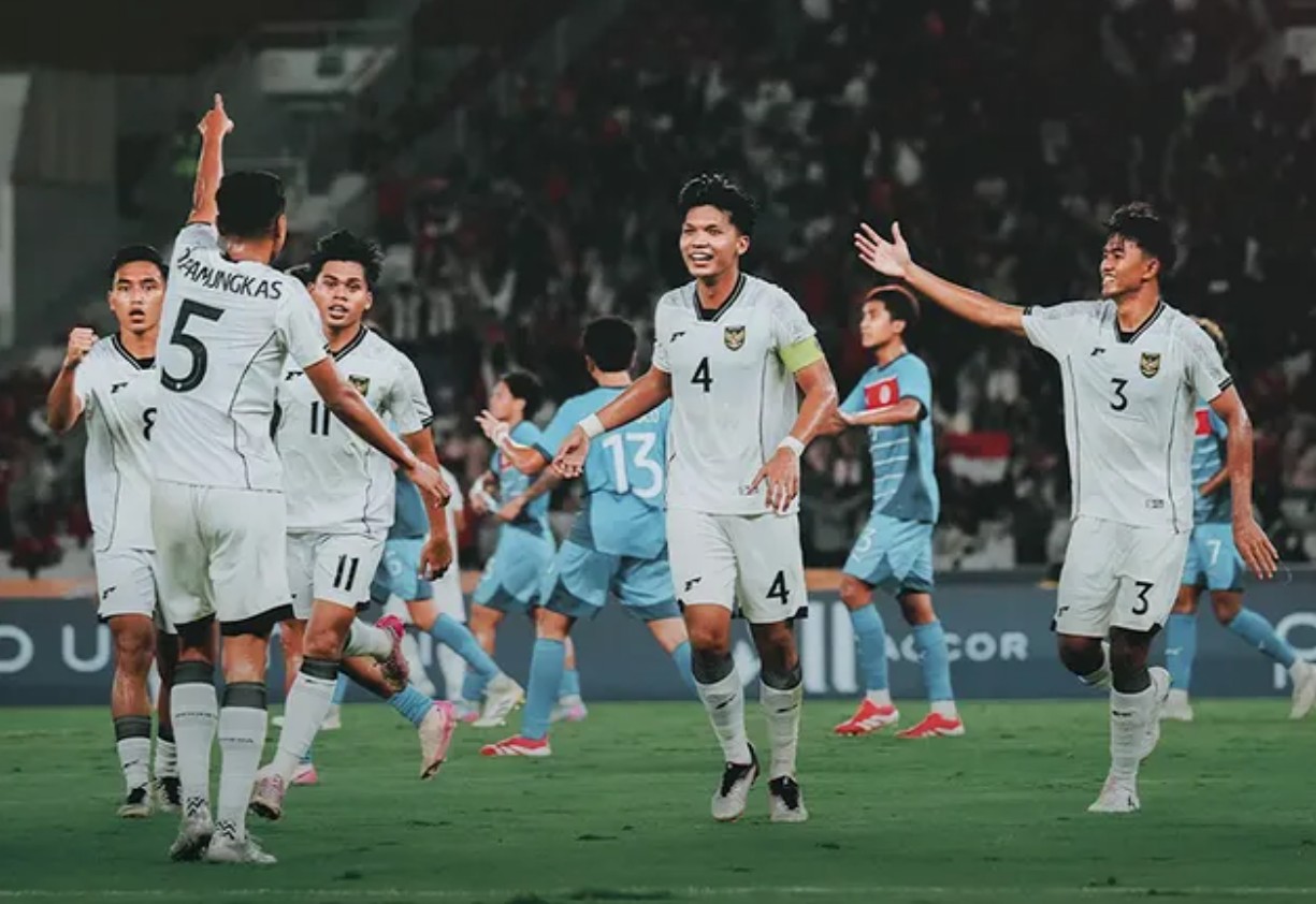 Aksi para pemain Timnas Indonesia di Piala AFF U23 2025.