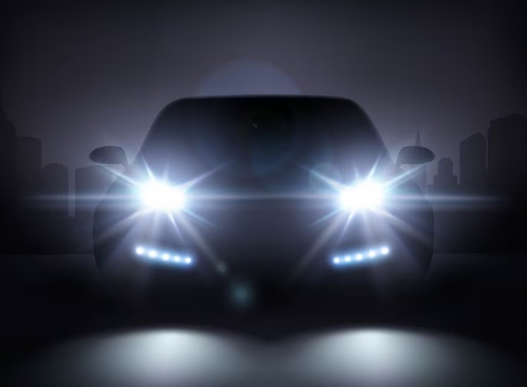 Ilustrasi lampu tembak mobil.
