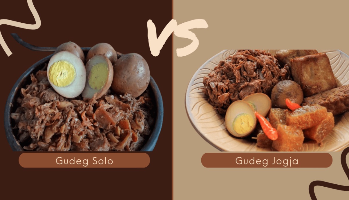 Ilustrasi perbedaan gudeg Jogja dan gudeg Solo.