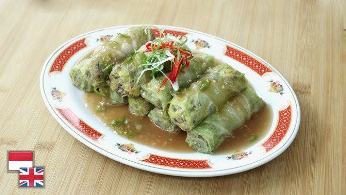 Ilustrasi sawi gulung daging.