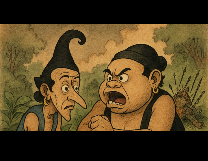 Momen perdebatan Petruk dan Bagong dalam perang Baratayuda.