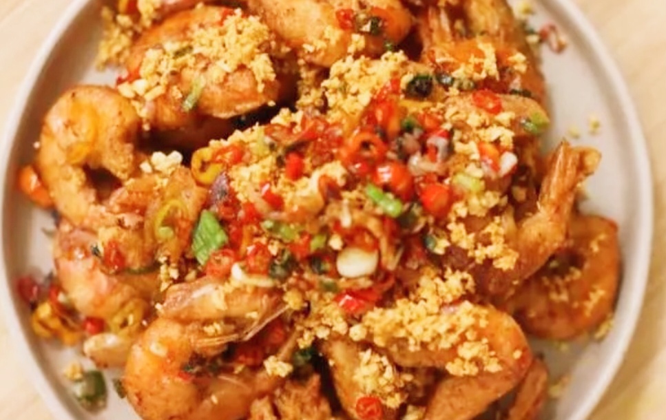 Udang cabai garam ala Chinese food, gurih pedas renyah!