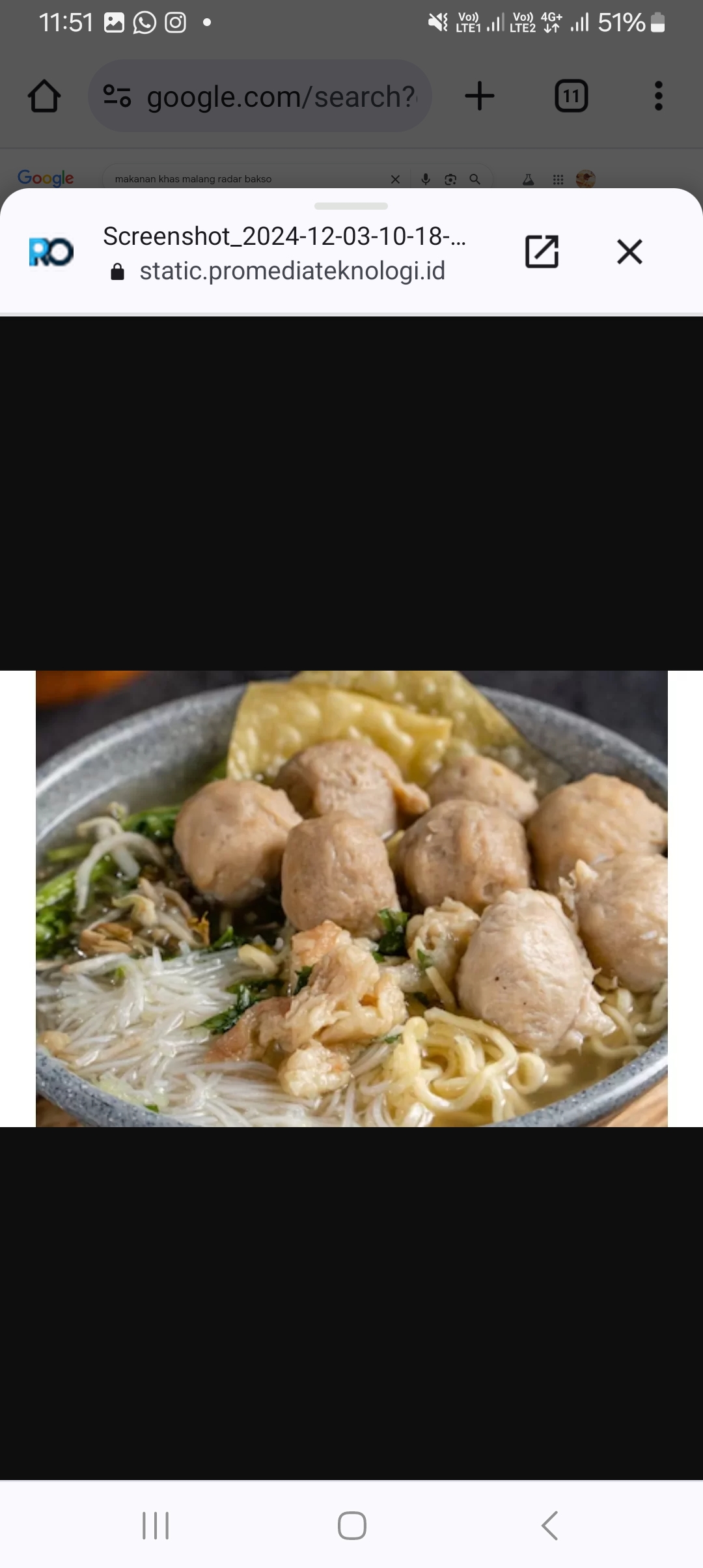 Bakso salah satu makanan khas Malang.