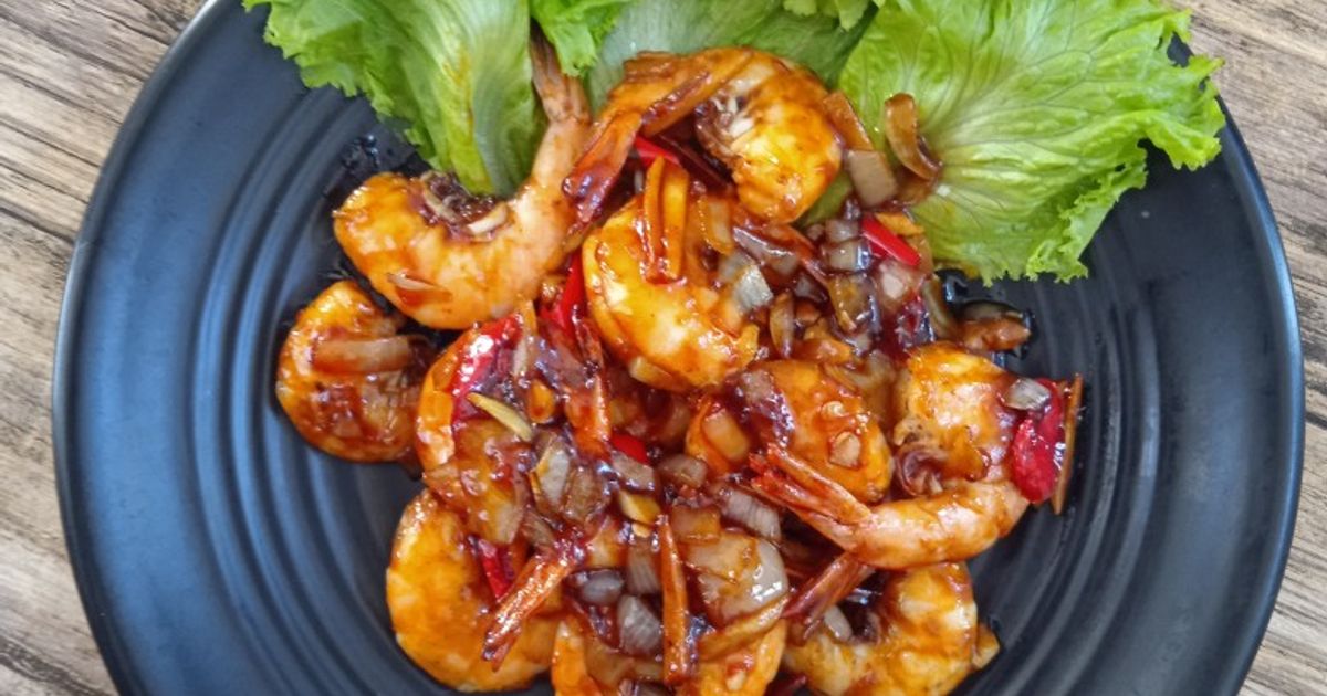 Ilustrasi udang saus tiram pedas ala Chef Juna.