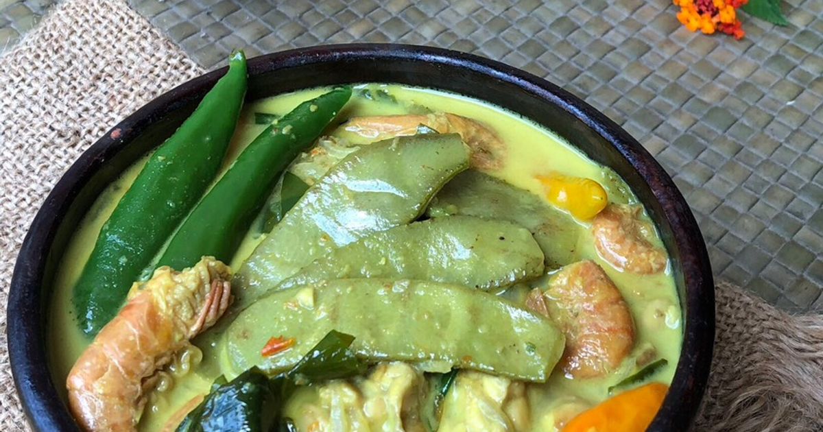 Ilustrasi sayur santan kacang koro dan kacang panjang.