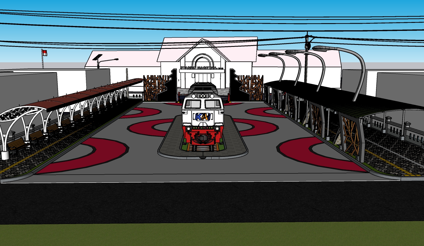 Area depan Stasiun Magetan segera direvitalisasi. Insert, desain taman di depan stasiun. REPRO