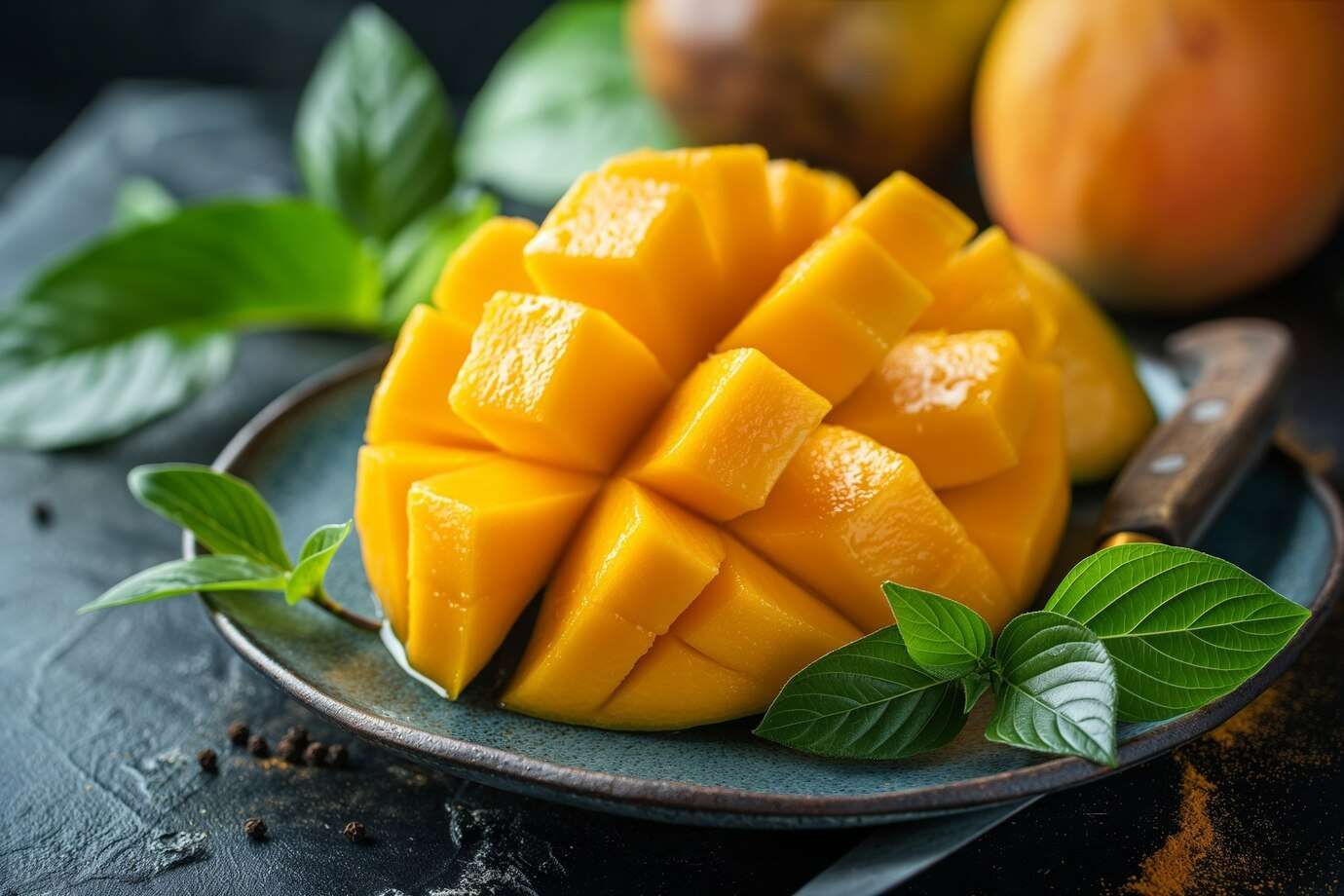 Ilustrasi cara membedakan buah mangga yang manis dan segar.