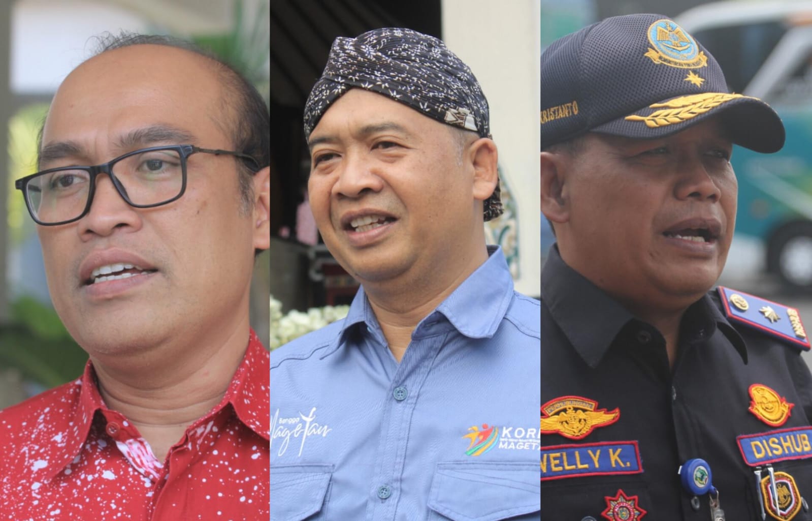 Kepala DPMD Eko Muryanto, Kadisbudpar Joko Trihono dan Kadishub Welly Kristanto, dinyatakan lolos seleksi administrasi calon sekda Magetan. FOTO-FOTO: AJI PUTRA/RADAR MAGETAN