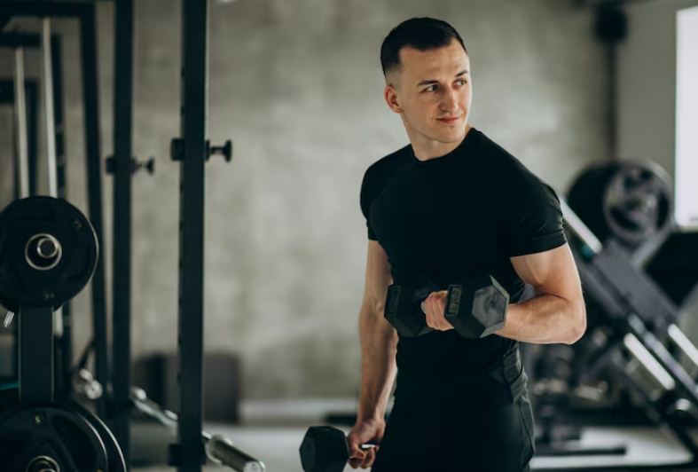 Ilustrasi pria baru memulai gym.