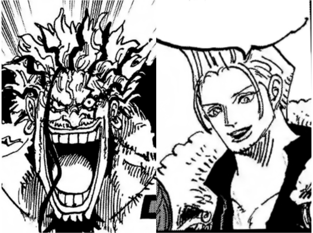 Kepribadian Xebec dan Garling yang kontras di cerita One Piece.