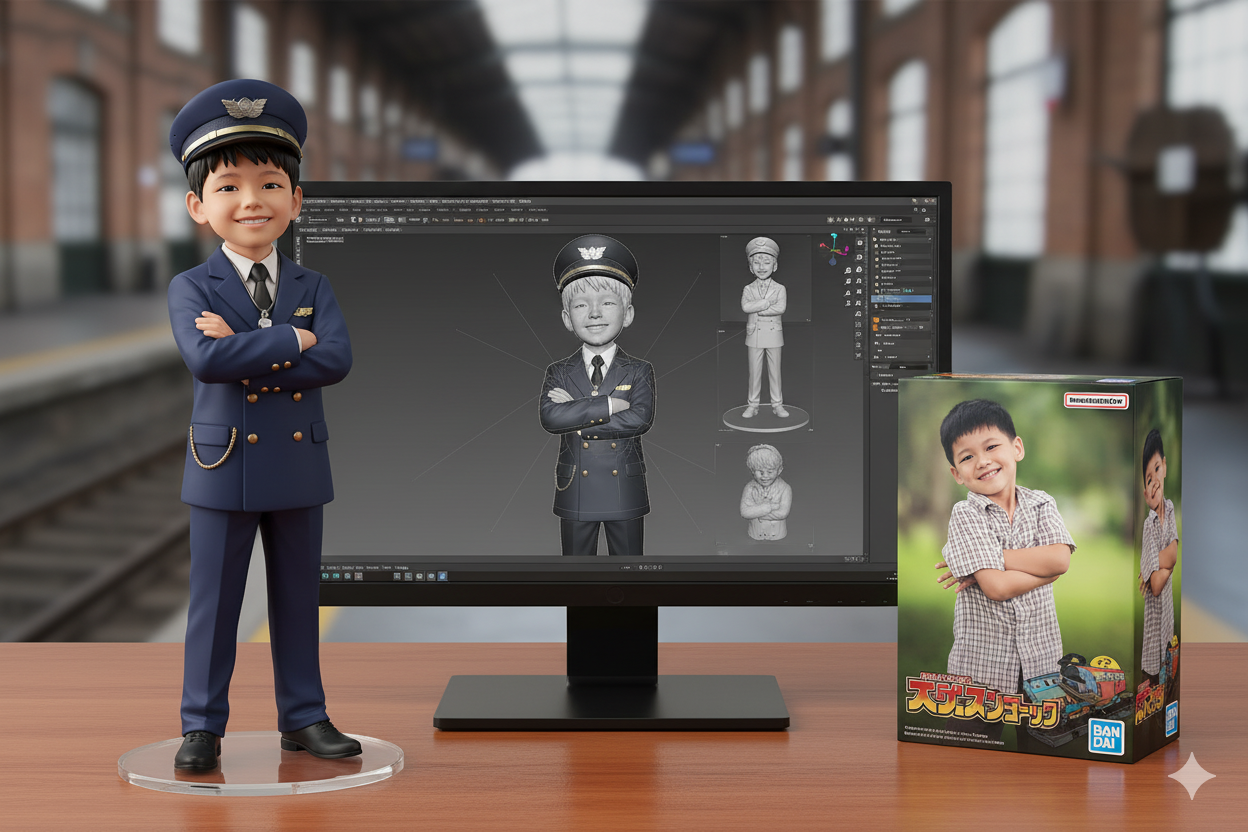 Ilustrasi Foto AI Miniatur Anak dengan Kostum Profesi