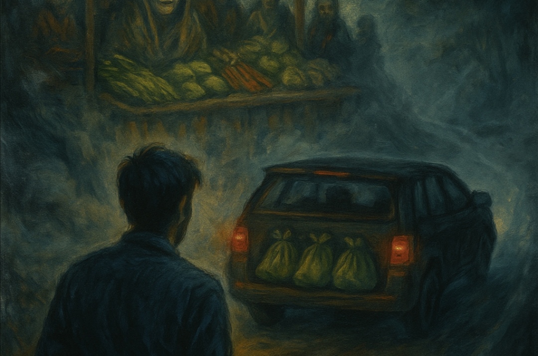 Ilustrasi cerpen misteri Syarat Pesugihan Pasar Sayur Plaosan.