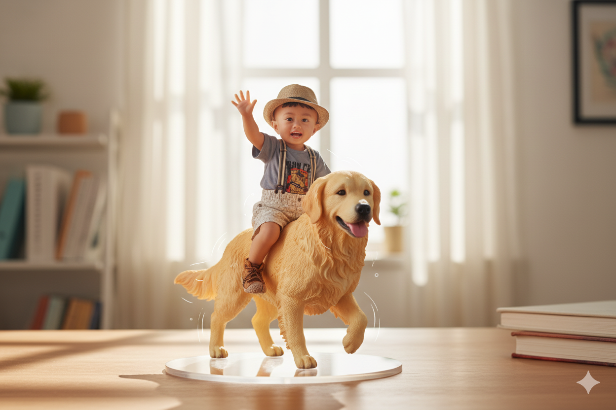 Prompt AI Google Gemini Bikin Foto Miniatur Anak Super Gemas di Punggung Anabul