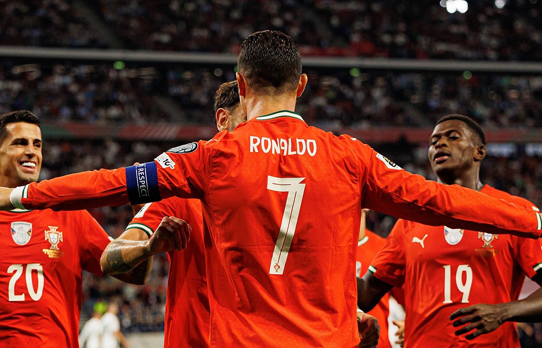 Ronaldo saat merayakan golnya.