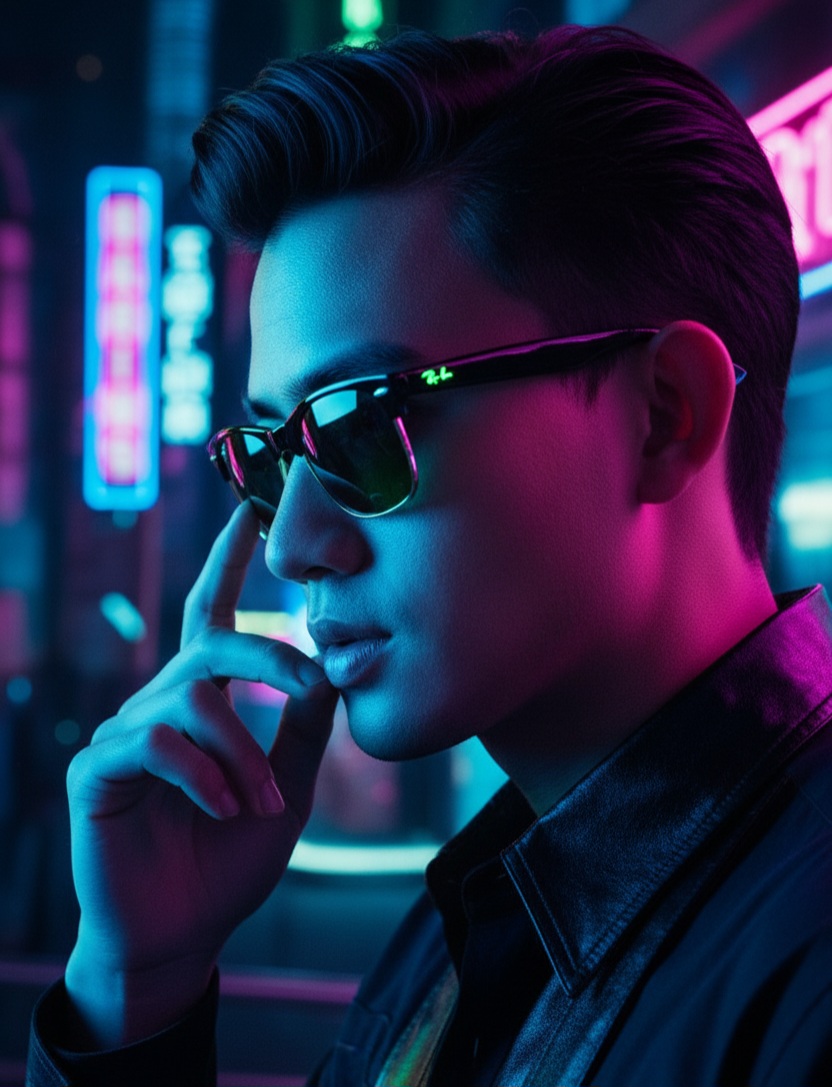 Contoh foto gaya neon light.