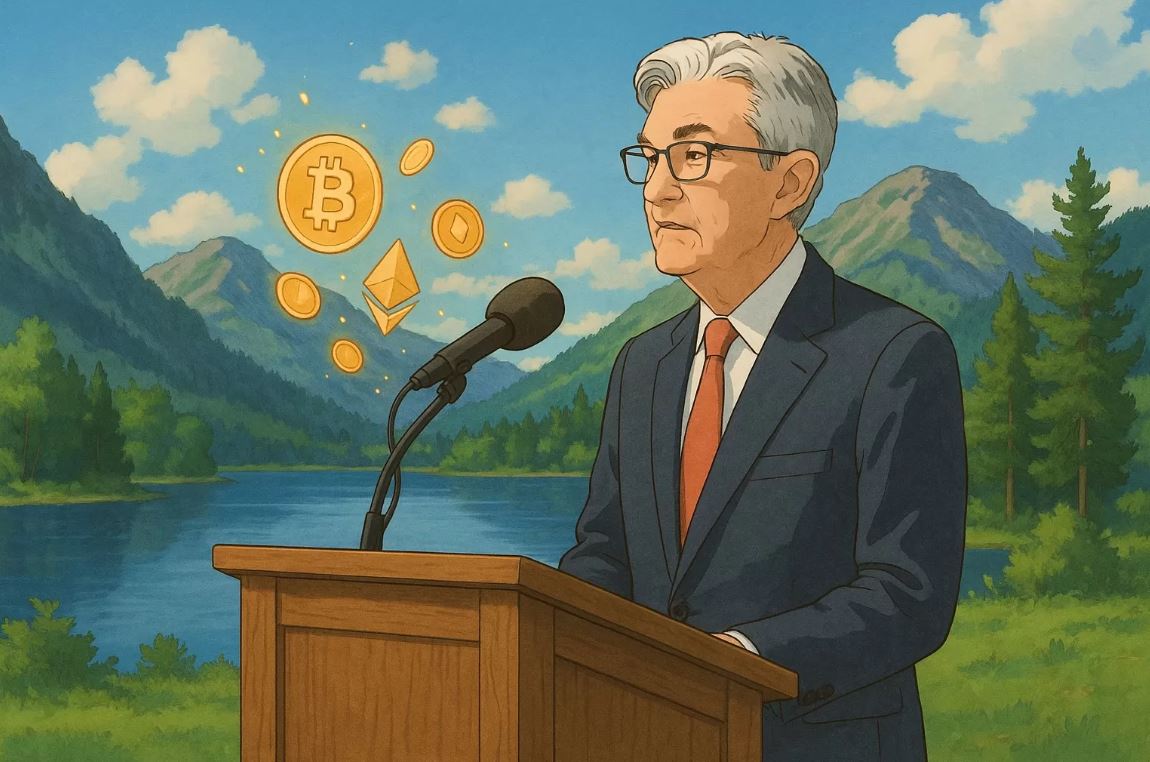 Ilustrasi pidato Ketua The Fed Jerome Powell di Jackson Hole yang membuat pasar kripto menguat.