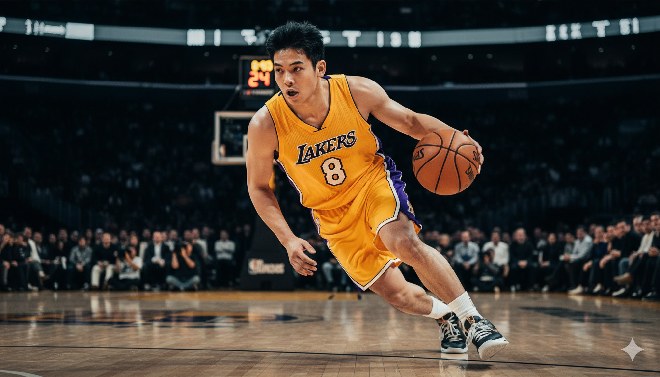 Ilustrasi Foto Basket ala NBA dengan Gemini AI