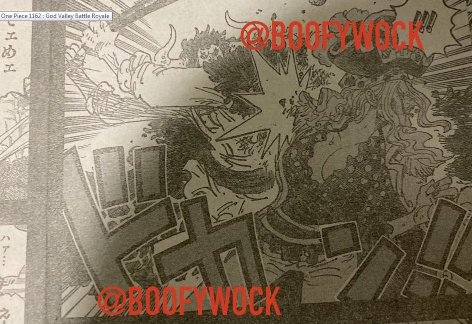 Kaido menghantam kepala Linlin di cerita baca komik One Piece 1162 RAW.