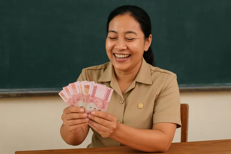 Ilustrasi guru mendapat tunjangan.