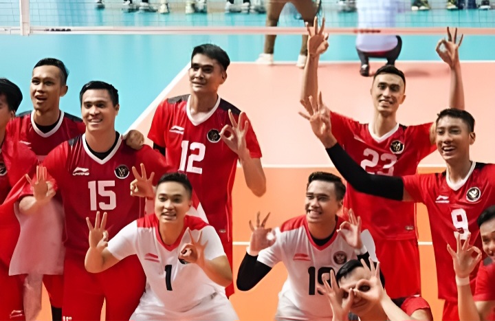 Timnas voli putra Indonesia saat raih emas SEA Games 2023.