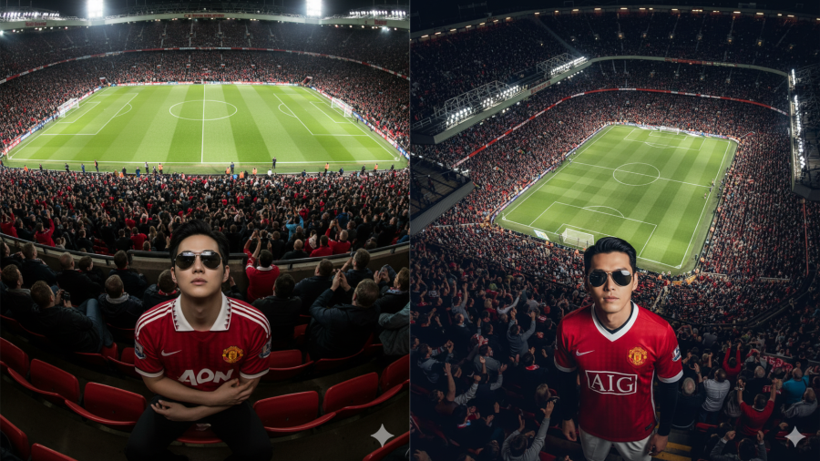 Foto Gaya Cinematic di Old Trafford Malam Hari
