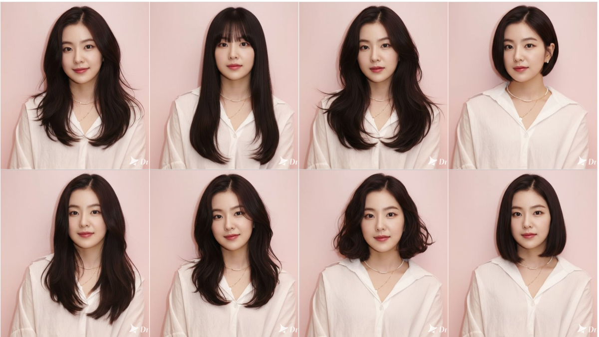 Hasil edit 8 model gaya rambut di Dreamina
