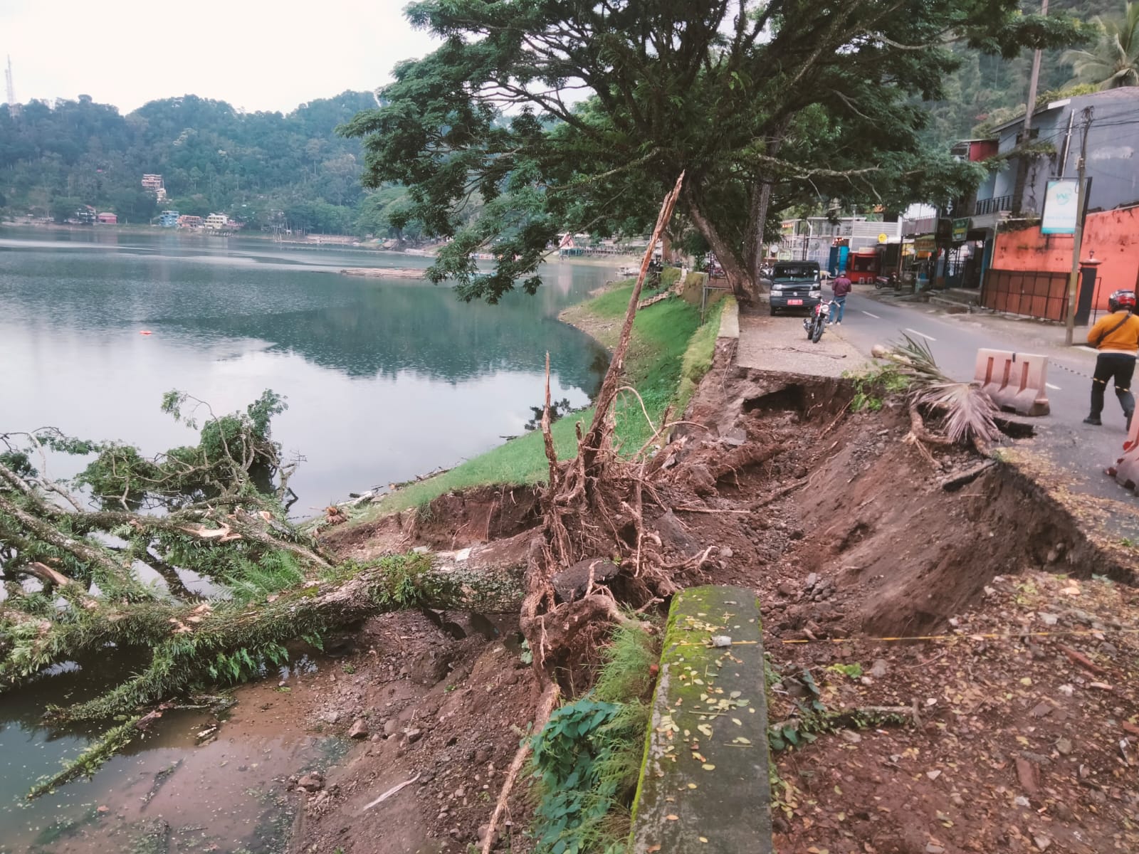 Talud sepanjang enam meter di jalur lingkar Telaga Ngebel longsor Rabu sore (29/10) lalu. CAMAT UNTUK JAWA POS RADAR PONOROGO